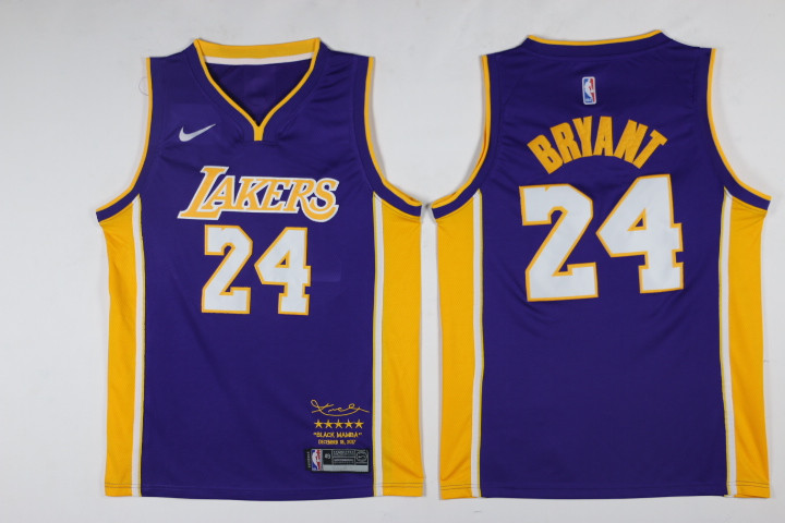 Men Los Angeles Lakers 24 Bryant Purple Game Nike NBA Jerseys